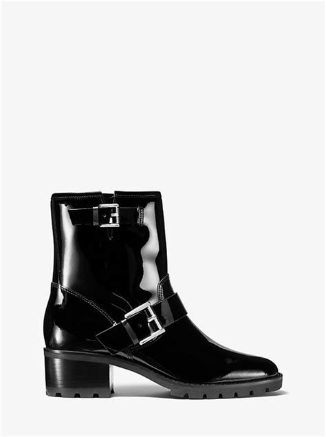 michael michael kors bronwyn patent leather moto boot|Michael Kors Leather Moto Boots .